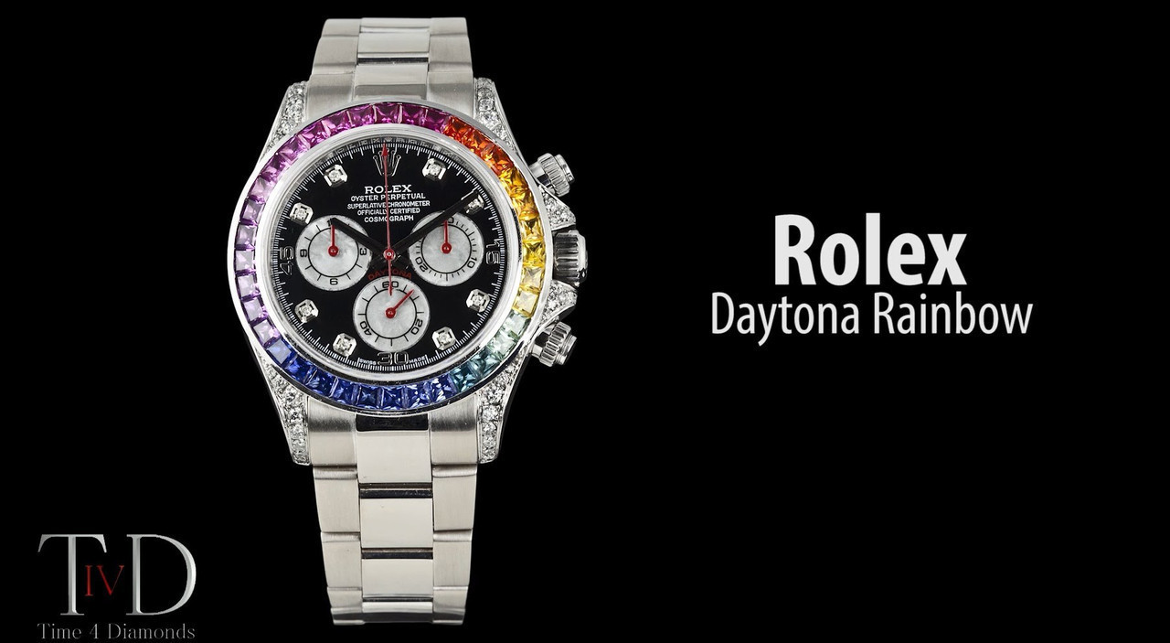 Часы Rolex White Gold Daytona Rainbow - фото 5 - id-p91270924