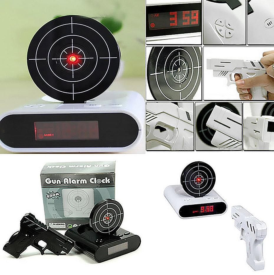 Будильник-мишень Gun Alarm Clock (цвета - хаки, черный, белый) - фото 7 - id-p91270933