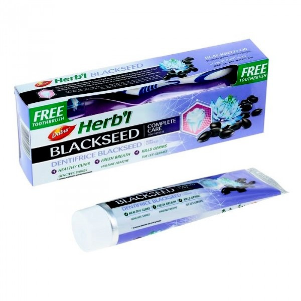 Зубная паста Черный Тмин (Dabur Herb'l Blackseed), 150г с зубной щеткой - фото 1 - id-p91271644