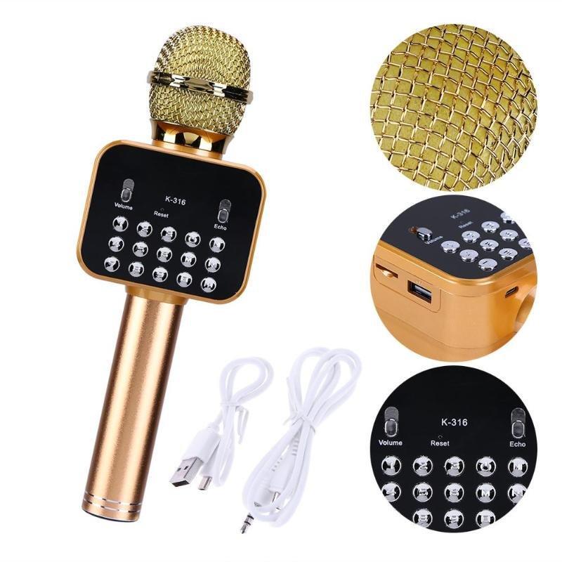 Беспроводной Bluetooth караоке микрофон K-316 со встроенной колонкой и дисплеем - фото 2 - id-p91277577