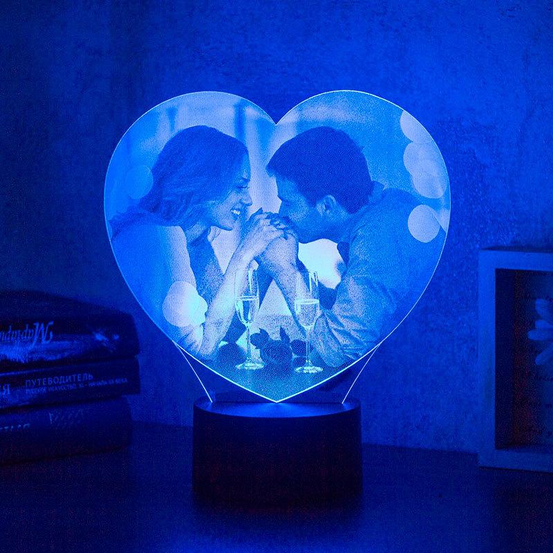 3D фото-светильник в виде  сердца (ваше фото)