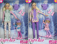 Кукла "DefaLucy" с дочкой на лыжном курорте с аксессуарами (лыжи, рюкзак) (Арт.8356)