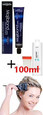 Комплект Лореаль Мажиблонд краска + оксидант (50+100 ml) на одно окрашивание - Loreal Professionnel Majiblond