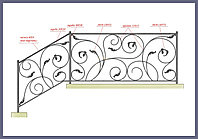 Перила для лестницы с коваными элементами модель 129