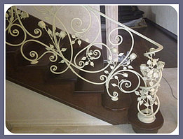 Перила для лестницы с коваными розами ЛЮКС модель 155