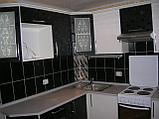 Угловая черно белая модульная кухня с фасадами из пластика, фото 2