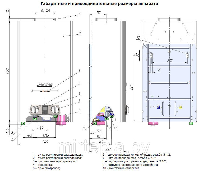 Газовая колонка Нева Комфорт 13 (цвет серебро) - фото 3 - id-p91341534