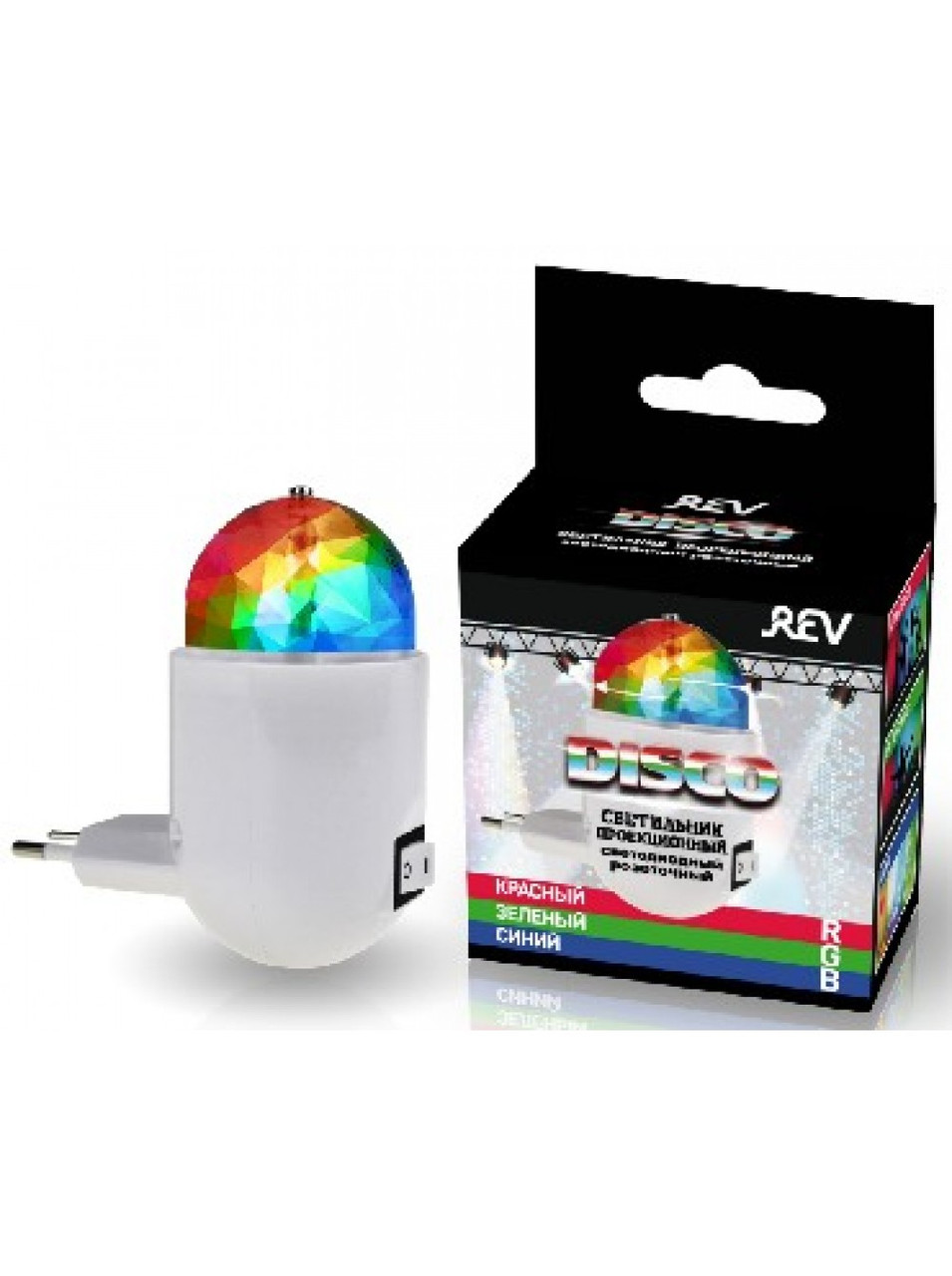 32454 6 Лампа сд проекционная ночник розеточный DISCO RGB 3W REV