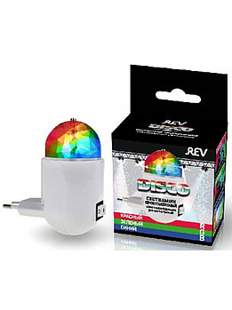 32454 6 Лампа сд проекционная ночник розеточный DISCO RGB 3W REV