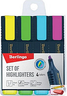 Набор маркеров текстовыделителей Berlingo, 4 штуки, арт.T7020