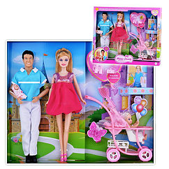 Кукла DEFA 8088 беременная, Кен, коляска с ребёнком 13 предметов