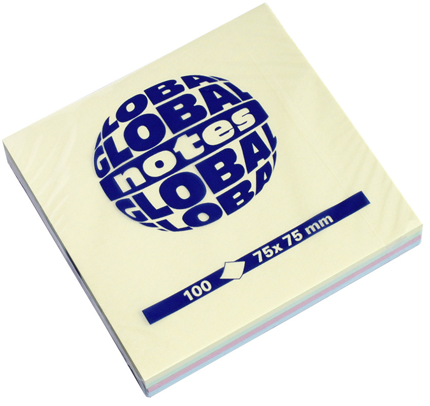 Бумага для заметок GLOBAL NOTES 75 х 75 мм, 100 л., 4 цвета пастель (цена с НДС)
