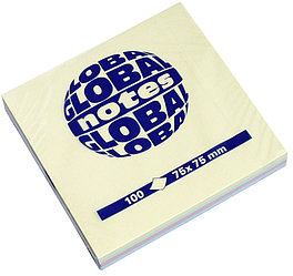 Бумага для заметок GLOBAL NOTES 75 х 75 мм, 100 л., 4 цвета пастель (цена с НДС)