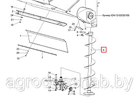 Шнек бункера выгрузной вертикальный КЗК-12-0206260 (КЗР 0206010Б)