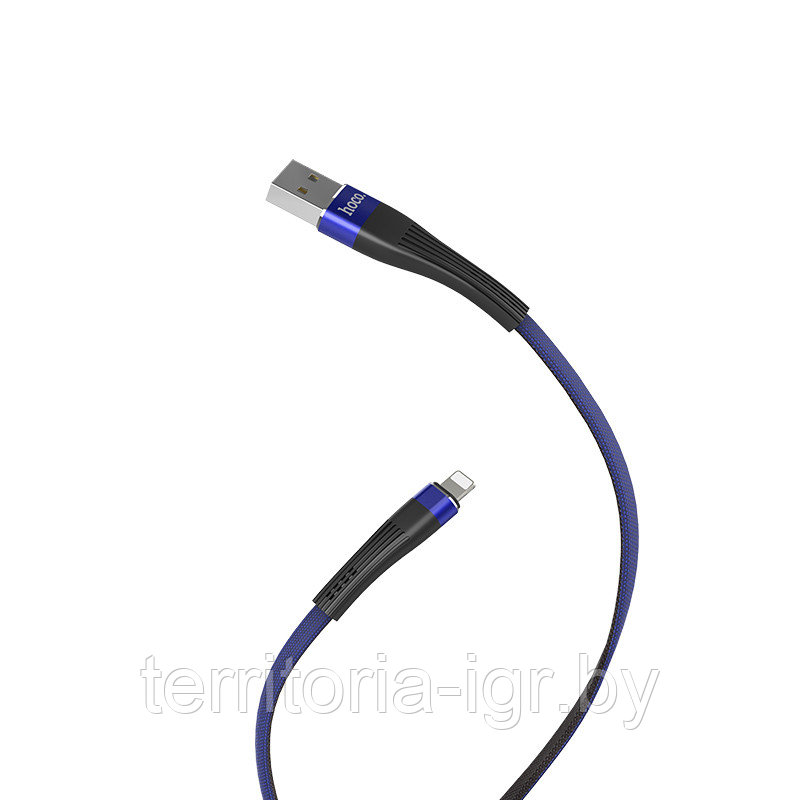 Дата-кабель U39 Rapid Lightning 8-Pin (1.2 м) синий-черный Hoco - фото 2 - id-p91507917