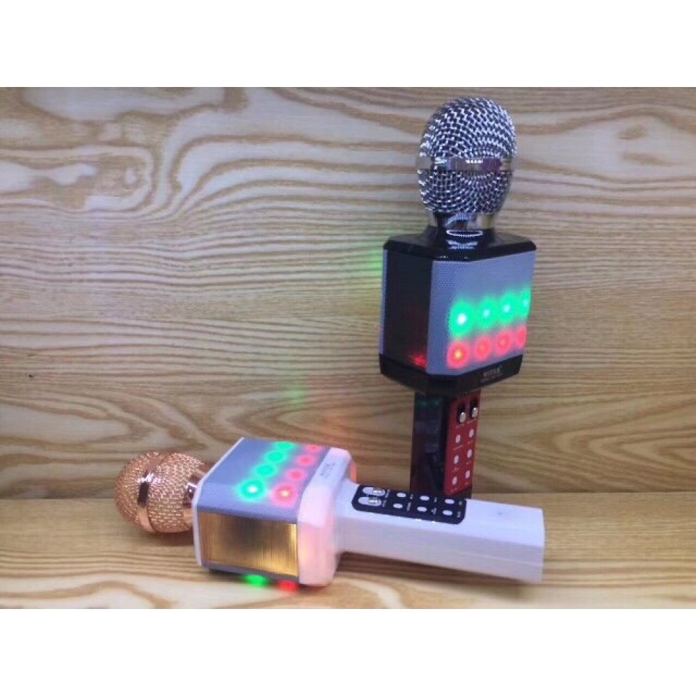 Беспроводной караоке-микрофон с колонкой и подсветкой WS-1828 с функцией изменения голоса - фото 4 - id-p87786710