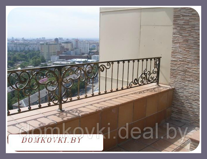 Ограждение балконное с кованым узором металлическое модель 37 - фото 1 - id-p4873751
