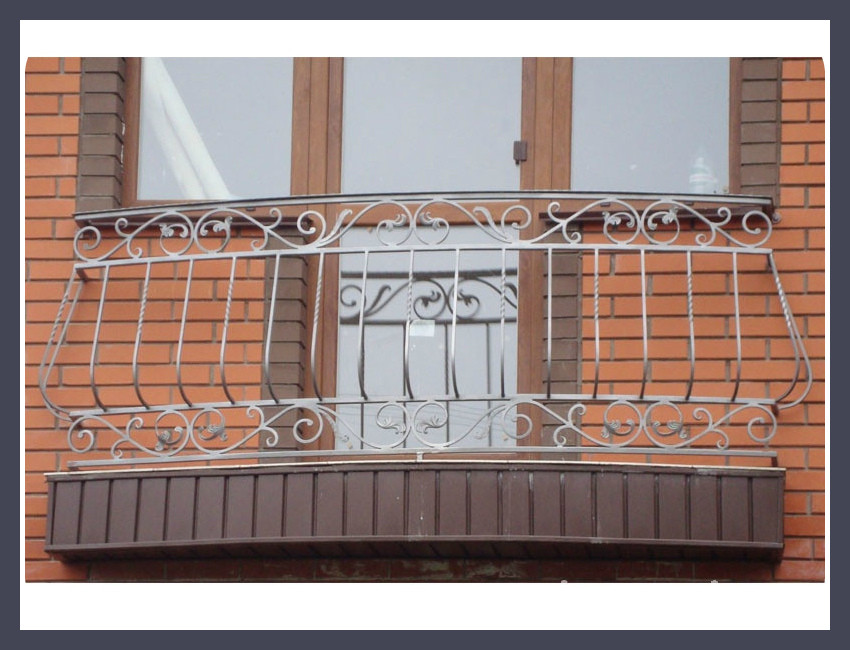 Ограждение балконное кованое с листьями модель 81 - фото 1 - id-p9384094