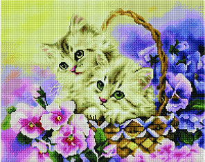 Картина из страз Котята в лукошке 40х50 см, фото 2
