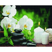 Алмазная живопись Орхидеи и камни 40х50 см, фото 2