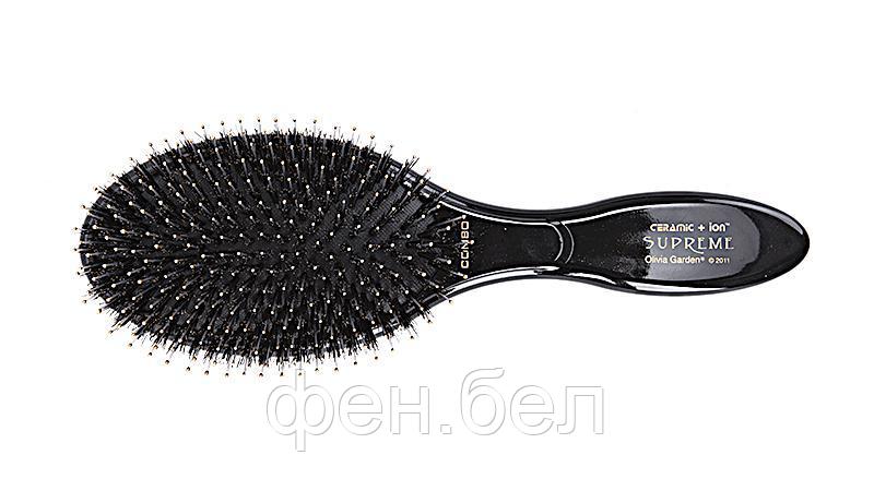 Щетка массажная для волос Olivia Garden SUPREME CERAMIC+ion BLACK COMBO - фото 1 - id-p91619940