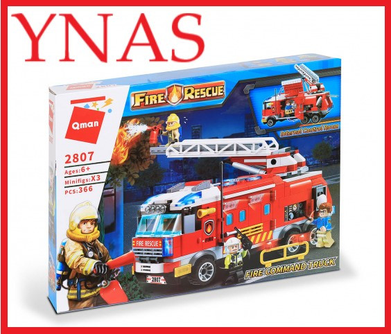 Детский конструктор Qman арт. 2807 "Пожарная машина" техника и часть , аналог Лего LEGO сити