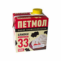 Сливки питьевые ультрапастеризованные Петмол 33% (Россия, 500 мл)