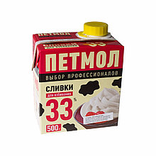 Сливки питьевые ультрапастеризованные Петмол 33% (Россия,  500 мл)
