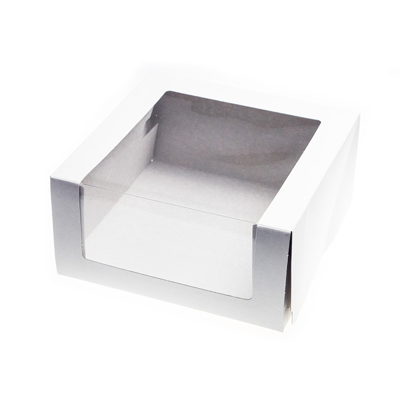 Коробка для транспортировки с окном KT110 Pasticciere (Россия, белый картон, 225х225х110 мм) - фото 1 - id-p91687544