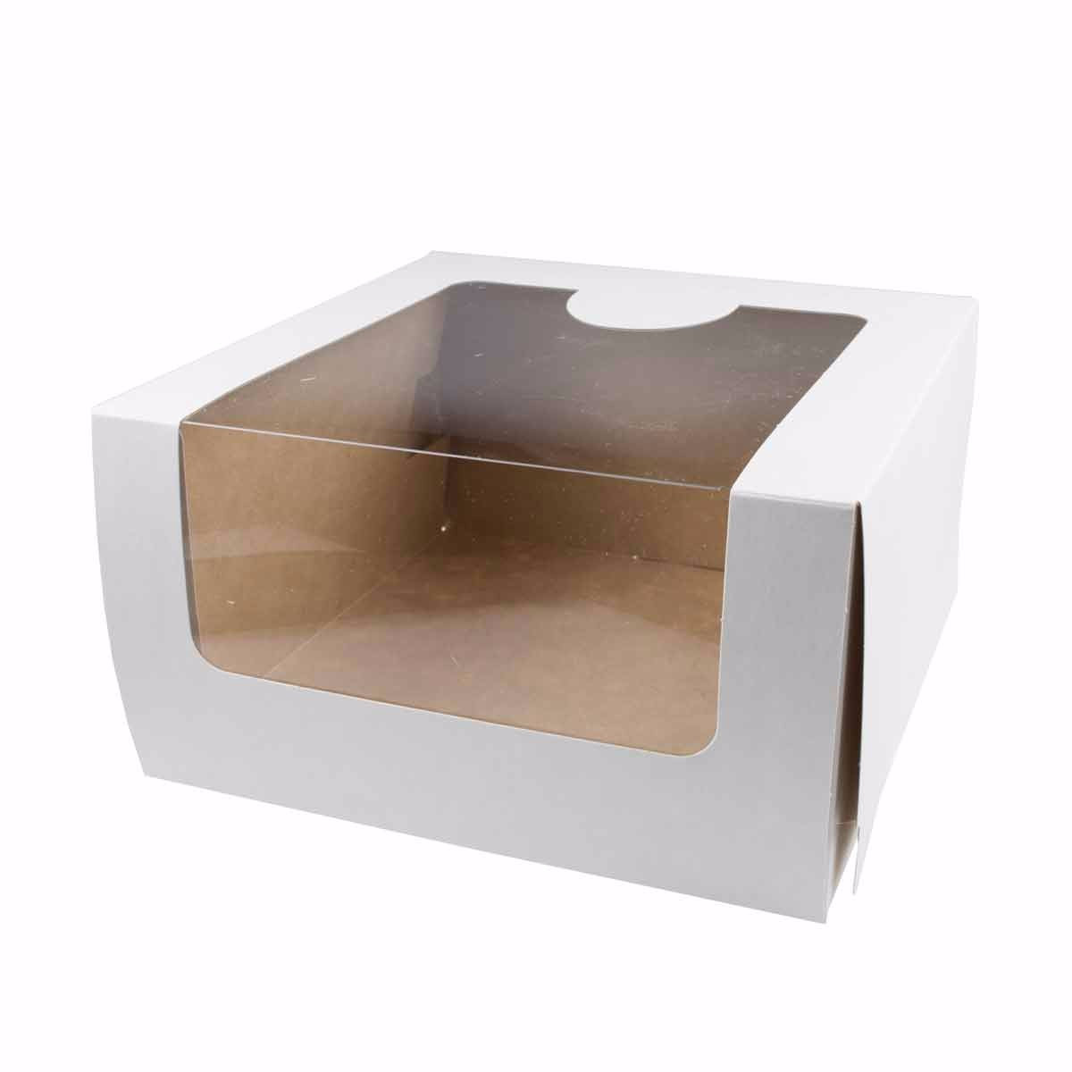 Коробка для транспортировки с окном KT100 Pasticciere (Россия, белый картон, 180х180х100 мм)