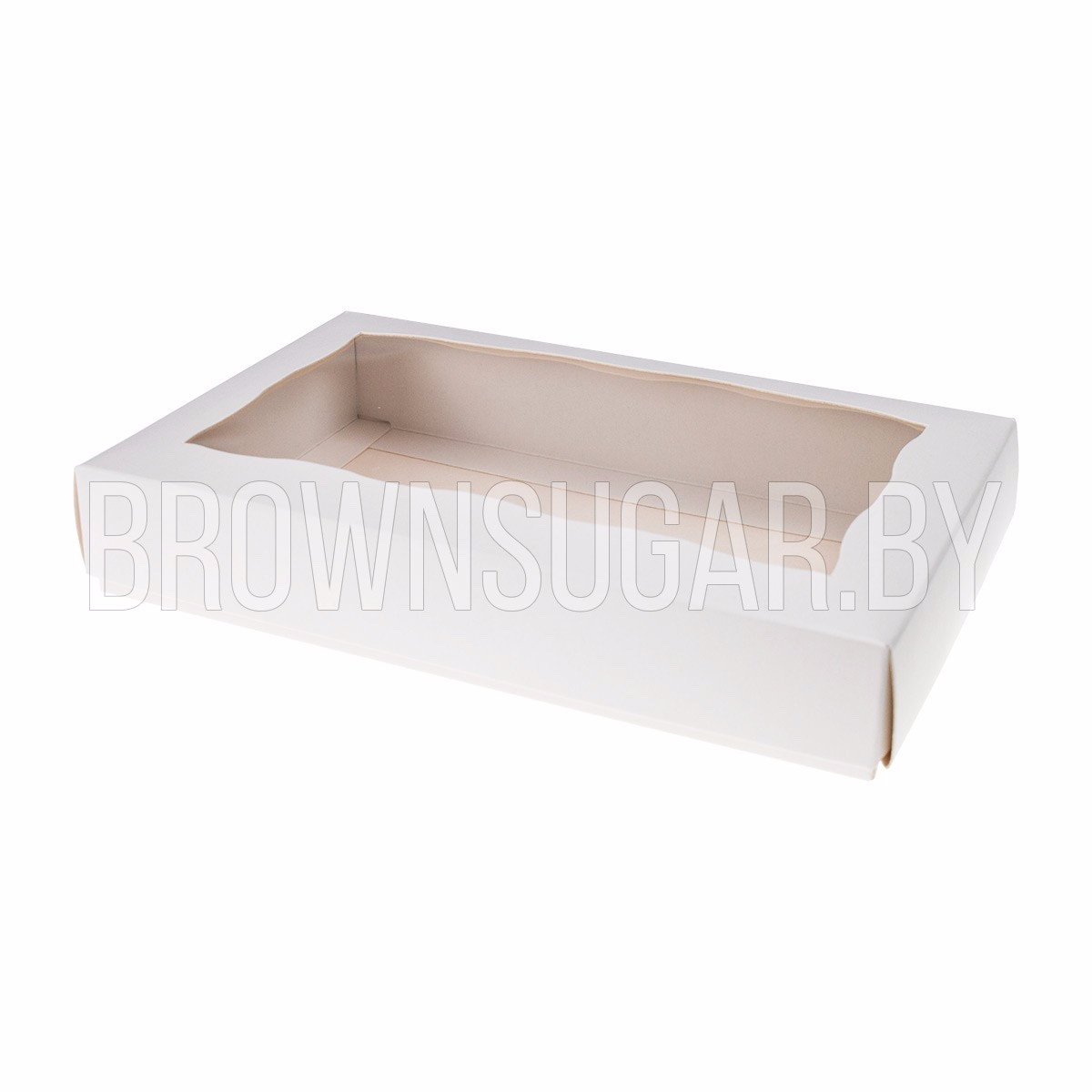 Коробка на 3 печенья с окном Белая 3П CakeBox (Беларусь, 180х110х30 мм) - фото 1 - id-p91687867