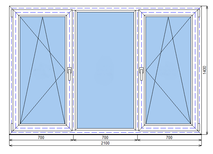Окно ПВХ Salamander streamline 2100х1400