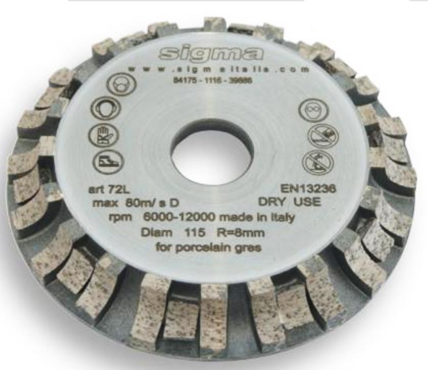 Шлифовальный круг повышенной износостойкости Sigma D115 толщина 8 мм, Италия
