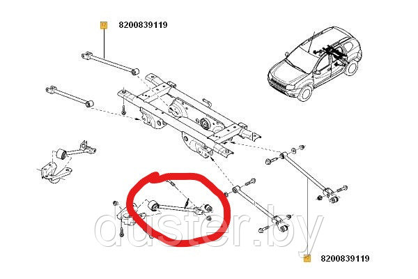 Задний продольный левый рычаг Renault Duster 4WD 4U (Турция) - фото 2 - id-p91762090