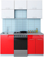 Кухня Мила Глосс 50-15 белый глянец/красный глянец - фото 1 - id-p91801764