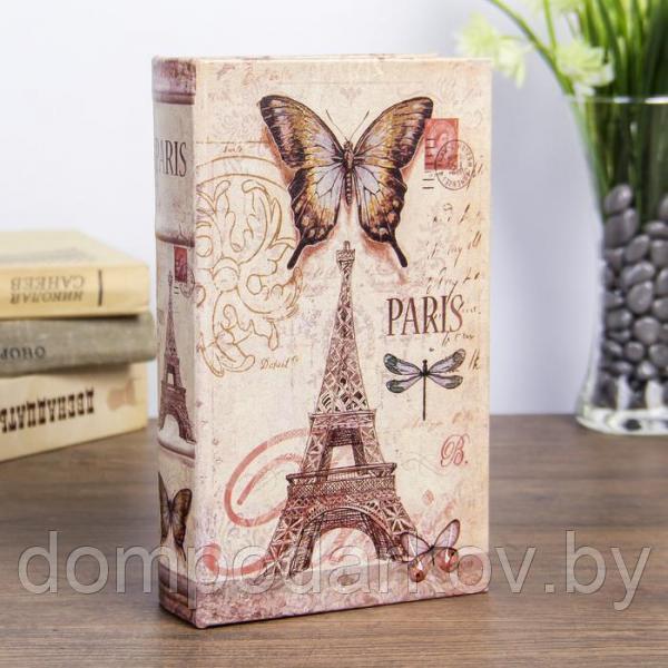 Сейф-книга дерево "Ночной Париж " кожзам 21х13х5 см