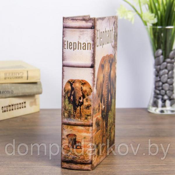 Сейф-книга дерево "Слон в Африке" кожзам 21х13х5 см - фото 4 - id-p91810057
