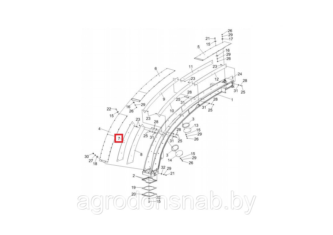 Накладка силосопровода нижняя (левая) Гомсельмаш КВК 0144443 (КВК 0144443А)