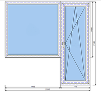 Балконный блок Дверь 750x2150, окно 1400x1400 Salamander streamline