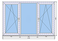 Окно ПВХ Brusbox 70 мм 2100 х 1400