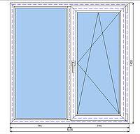Окно ПВХ Brusbox 70 мм 1430 х 1460