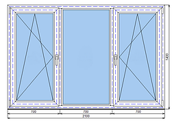 Окно ПВХ REHAU 70 мм 2100 х 1400