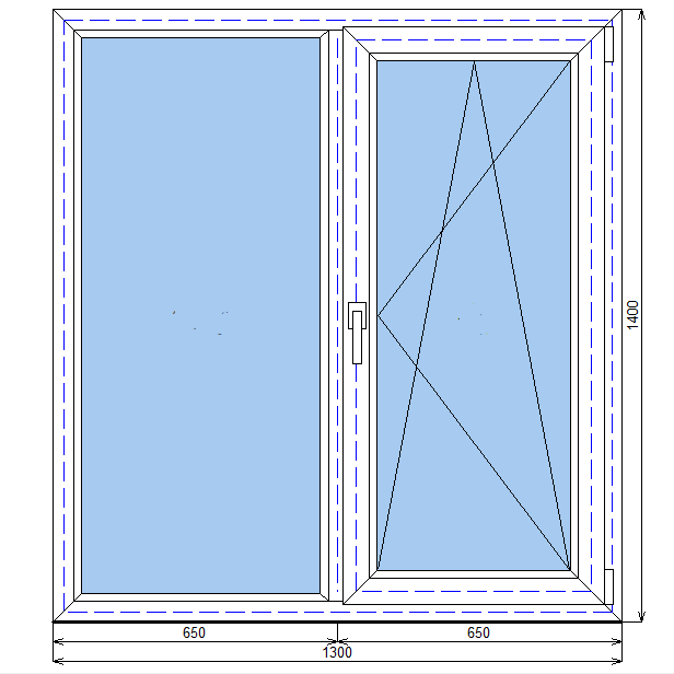 Окно ПВХ REHAU 70 мм 1300 х 1400