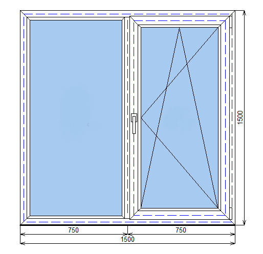 Окно ПВХ Brusbox 70 мм 1500 х 1500 - фото 1 - id-p91838285