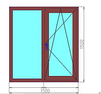 Окно ПВХ ламинированное 1500 х 1500