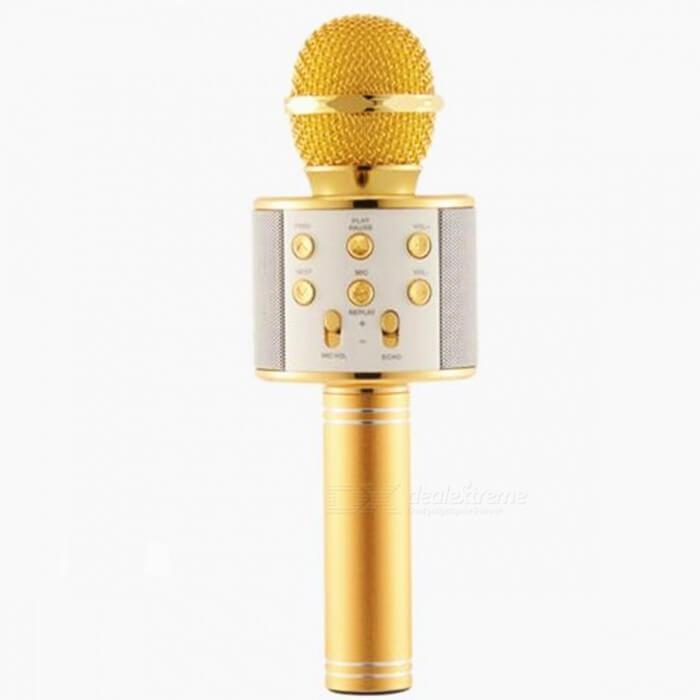 Караоке микрофон WSTER WS-858 с изменением голоса (розовое золото ) - фото 4 - id-p91843272