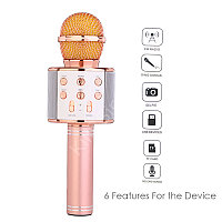Караоке микрофон WSTER WS-858 с изменением голоса (розовое золото )