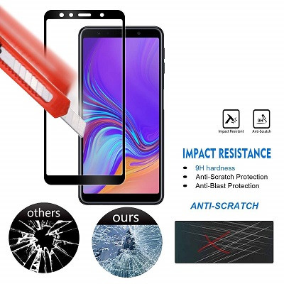 Противоударное защитное стекло Full Screen Cover 0.3mm черное для Samsung Galaxy A9 (2018) - фото 2 - id-p91839880