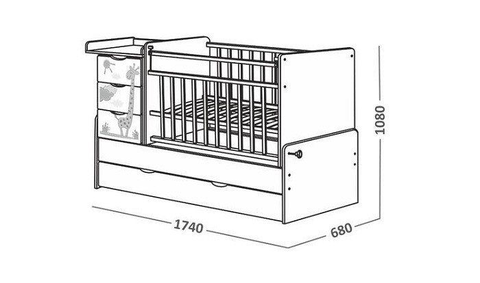 Детская кровать-трансформер СКВ Жираф 540038-212 венге/серый текстиль - фото 3 - id-p91845394