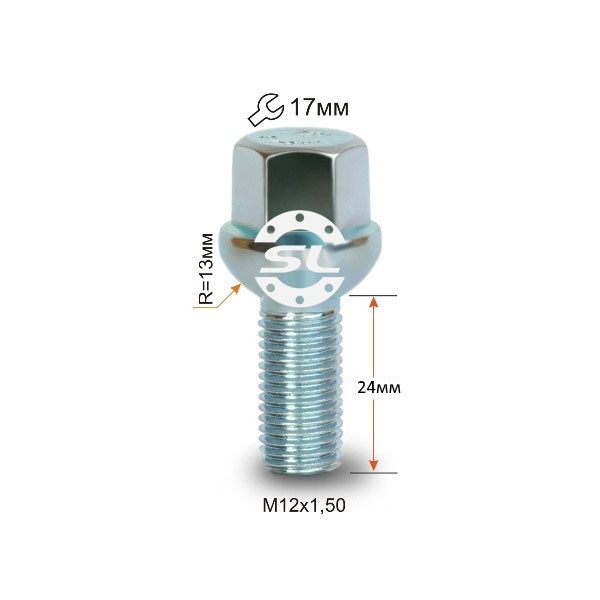 Болты колесные М12*1,5*24 сфера ключ 17 VW, Audi - фото 3 - id-p91885682